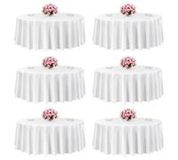 VEVOR Manteles Redondos de 3048 mm, Elegantes y Versátiles, Resistentes a las Arrugas, Lavables a Máquina, de Poliéster, para Fiestas, Bodas, Banquetes y Eventos Formales, Color Blanco, 6 uds