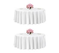 VEVOR Manteles Redondos de 3048 mm, Elegantes y Versátiles, Resistentes a Las Arrugas, Lavables a Máquina, de Poliéster, para Fiestas, Bodas, Banquetes y Eventos Formales, Color Blanco, 2 uds