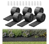 VEVOR Mantillo de Caucho para Paisajismo 305 x 11,5 cm Grosor de 1,3 cm, 6 Rollos de Mantillo de Caucho, Barrera Floral con Estacas, Bordes de Jardín Recortables, para Patios, Huertos, Frutales