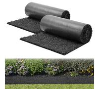 VEVOR Mantillo de Goma para Paisajismo 244 x 61 cm, Tapete de Caucho Reciclado Cortable, Paquete de 2 Rollos, Tela Antihierbas Reducción de Malezas, Borde Permanente, para Jardín Huerto, Color Negro