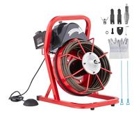 VEVOR Desbloqueador de Tuberías Eléctrico Máquina de Limpieza de Tuberías 12m x 1,27cm Limpiador Manual de Tubos 250 W con 4 Cortadores Accionado por Pie Neumático para Tuberías de 5-10 cm