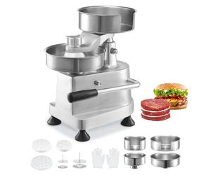VEVOR Máquina Comercial para Hamburguesas, máquina de Hamburguesas de Carne de Res con 3 moldes Convertibles (4/5/6 Pulgadas), máquina de Prensa de Hamburguesas de Acero Inoxidable Resistente