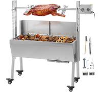 VEVOR Máquina de Asado de Asador de Carbón, 88 cm x 44 cm 25 W 4 RPM Máquina de Asado de Cordero de Carbón de Acero Inoxidable, Asador Barbacoa Parrilla al Carbón de 40 kg para Pícnic al Aire Libre