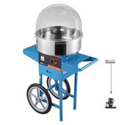 VEVOR Máquina de Algodón de Azúcar con Carro Máquina Eléctrica Comercial de Algodón de Azúcar 1000 W Cubierta Azul Tazón de Acero Inoxidable Cuchara de Azúcar y Cajón para Hacer Dulces de Fiesta