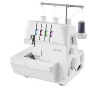 VEVOR Máquina de Coser Overlock, 1250 Puntadas por Minuto, Capacidad para 2-3-4 Hilos, Alimentación Diferencial Ajustable, con Brazo Libre e Iluminación LED, Color Blanco, 320 x 280 x 320 mm