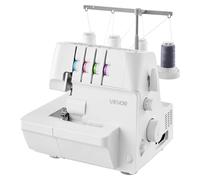 VEVOR Máquina de Coser Overlock, 1250 Puntadas por Minuto, Capacidad para 2-3-4 Hilos, Alimentación Diferencial Ajustable, con Brazo Libre e Iluminación LED, Color Blanco, 320 x 280 x 320 mm