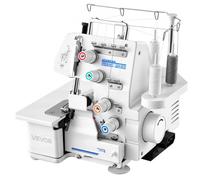 VEVOR Máquina de Coser Overlock, 1250 Puntadas por Minuto, Compatible con 3 y 4 Hilos, con Luz LED y Pies de Succión Fuertes, con Marco de Metal para Varios Tejidos, Blanco, 260 x 270 x 270 mm