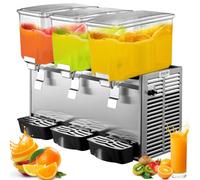 VEVOR Máquina de Dispensador de Bebida 36 L, Máquina de Bebidas Frío con Tanques 12 L * 3, Máquina de Dispensador de Jugo 270 W, Máquina de Bebidas Frías de Acero Inoxidable Temperatura 5-12℃