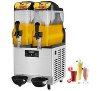 VEVOR Máquina de Granizados Comercial de 2 x 12 L 2 Tazones Máquina para Hacer Granizados de Bebidas Congeladas de Acero Inoxidable y PC con Panel de Control para Restaurantes Cafeterías Bares