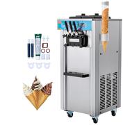 VEVOR Máquina de Helados Comercial 21-31 L/h 1500 W 3 Sabores Máquina para Hacer Helados 2 Tolvas de 5,5 L Independiente Pre-Refrigeración Limpieza Automática para Restaurante Bar Mercado Tienda