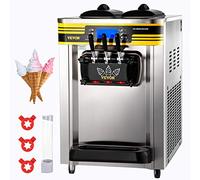 VEVOR Máquina de Helados Comercial Máquina de Helado Suave Plata 22-30 L por Hora Máquina para Hacer Helados Suaves en Cafeterías, Buffets, Tiendas de Bebidas, Restaurantes