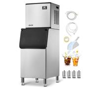 VEVOR Máquina de Hielo 181,4 kg/24 h Máquina para Fabricar Hielo con Contenedor de Almacenamiento de 136 kg con Autolimpieza Automática Pantalla Táctil para Bar, Cafetería, Restaurante