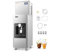 VEVOR Máquina de Hielo, Capacidad de 200 kg/Día, Depósito de Hielo Grande de 82 kg con Dispensador Automático 9 kg/min, Autolimpiable con Pantalla Táctil para Bares, Cafeterías y Restaurantes