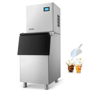 VEVOR Máquina de Hielo Comercial 163 kg/24 h, Máquina para Fabricar Hielo con Contenedor de Almacenamiento de 113 kg con Autolimpieza Automática, Pantalla Táctil para Bar, Cafetería, Restaurante