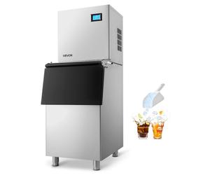 VEVOR Máquina de Hielo Comercial 163 kg/24 h, Máquina para Fabricar Hielo con Contenedor de Almacenamiento de 113 kg con Autolimpieza Automática, Pantalla Táctil para Bar, Cafetería, Restaurante