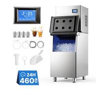 VEVOR Máquina de Hielo Comercial 209 kg/24 h, Máquina para Hacer Hielo con Contenedor de Almacenamiento de 113,4 kg con Autolimpieza, Pantalla Táctil, Independiente, para Bar, Cafetería, Restaurante