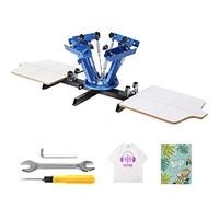 VEVOR Máquina de Impresión para Serigrafía 4 Colores 2 Estaciones Máquina de Serigrafía Platina 54x45cm Carcasa Metálica Máquina de Impresión de Pantalla Palé Máximo 55x65cm para Camiseta Madera Papel