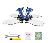 VEVOR Máquina de Impresión para Serigrafía 4 Colores 4 Estaciones Máquina de Serigrafía Platina 54x45cm Carcasa Metálica Máquina de Impresión de Pantalla Palé Máximo 55x65cm para Camiseta Madera Papel