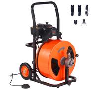 VEVOR Máquina de Limpieza de Desagües, Máquina Desatascadora de Alcantarillado con Alimentación Automática, con 4 Cortadores e Interruptor de Pie Activado por Aire para Tuberías, 580 x 475 x 920 mm