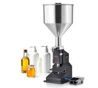 VEVOR Máquina de Llenado de Líquidos Pasta Neumática Llenadora de Botellas de Acero Inoxidable de 5-50 ml con Pedal para Leche, Agua, Zumo, Aceite Esencial, Champú, Miel, Loción Cosmética