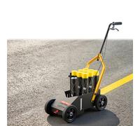 VEVOR Máquina de Marcado de Líneas 9 Latas de Pintura Trazador Manual Negro | para Campo de Juego, Cancha de Fútbol, Estacionamiento, Ancho de Línea Ajustable 50-100 mm, 4 Ruedas, Boquilla Adaptadora