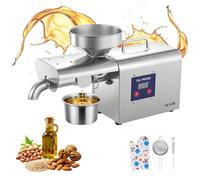 VEVOR Máquina de Prensa de Aceite Eléctrica 750 W, Extractor de Aceite 3,75 kg/h, Prensado en Caliente 50-300 °C, Exprimidor de Acero Inoxidable, Uso Doméstico y Comercial, para Cacahuetes, Soja