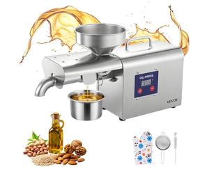 VEVOR Máquina de Prensa de Aceite Eléctrica 750 W, Extractor de Aceite 3,75 kg/h, Prensado en Caliente 50-300 °C, Exprimidor de Acero Inoxidable, Uso Doméstico y Comercial, para Cacahuetes, Soja