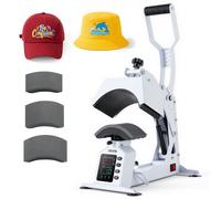 VEVOR Máquina de Prensado Térmico para Gorras de 580 W, Prensa Térmica para Gorras con 4 Placas Intercambiablesa, Control Preciso de Temperatura y Tiempo, para Proyectos de Sublimación, Blanco