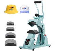 VEVOR Máquina de Prensado Térmico, Prensa de Transferencia Térmica con 4 Platinas Intercambiables, Control Preciso de Tiempo y Temperatura, Máquina de Sublimación HTV para Gorras, Diademas, Verde