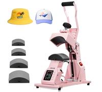 VEVOR Máquina de Prensado Térmico, Prensa de Transferencia Térmica con 4 Platinas Intercambiables, Control Preciso de Tiempo y Temperatura, Máquina de Sublimación HTV para Gorras, Diademas, Rosa