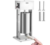 VEVOR Máquina de relleno vertical de salchichas de 260 W con 4 tubos de relleno eléctricos, acero inoxidable, color plateado
