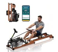 VEVOR Máquina de Remo, con 6 Niveles de Resistencia Silenciosa, Plegable, de Madera, con Tanque de Agua de 14 L y Pantalla LCD, Compatible con Aplicación Bluetooth, Capacidad de Peso de 158 kg