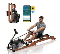 VEVOR Máquina de Remo, con 6 Niveles de Resistencia Silenciosa, Plegable, de Madera, con Tanque de Agua de 14 L y Pantalla LCD, Compatible con Aplicación Bluetooth, Capacidad de Peso de 158 kg
