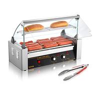VEVOR Máquina de Rodillos para Perros Calientes de 56 x 25 x 41 cm con una Parrilla de Acero Inoxidable de Calidad Comercial, 50 °C-250 °C, 1000 W ±15%, para Puestos de Comida, Fiestas y Barbacoas