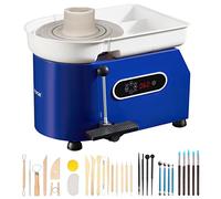 VEVOR Máquina de Rueda de Cerámica Eléctrica Diámetro de 28 cm Torno de Alfarero Eléctrico 450 W Máquina de Arcilla de Cerámica 0-300 rpm Carga Máxima de 8 kg con Pedal para Modelar Artesanía Cerámica