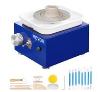VEVOR Máquina de Rueda de Cerámica Eléctrica 2 Platos Giratorios Diámetro de 6,5 cm / 10 cm Torno de Alfarero 30 W Máquina de Arcilla de Cerámica 0-300 rpm con Pedal para Modelar Artesanía Cerámica