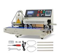 VEVOR Máquina de Sellado Continuo Horizontal Ancho de Sellado 6-12 mm, Selladora de Banda con Impresión de Tinta, Temperatura y Velocidad Ajustables, Envasadora para Bolsas de Plástico 0,03-0,8 mm