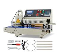 VEVOR Máquina de Sellado Continuo Horizontal Ancho de Sellado 6-12 mm, Selladora de Banda con Impresión de Tinta, Temperatura y Velocidad Ajustables, Envasadora para Bolsas de Plástico 0,03-0,8 mm