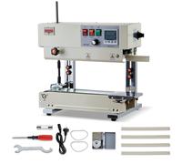 VEVOR Máquina de Sellado Continuo Vertical Ancho de Sellado 6-12 mm, Selladora de Banda con Impresión por Rodillo, Temperatura y Velocidad Ajustables, Envasadora para Bolsas de Plástico 0,03-0,8 mm