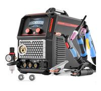 VEVOR Máquina de Soldadura Combinada 5 en 1, Corte, TIG, MIG, MIG/MMA, Plasma sin Contacto de 50 A y Soldadura Sinérgica de 200 A, Compatible con Pistola de Carrete, 490 x 230 x 380 mm, Negro