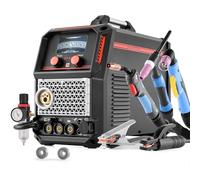 VEVOR Máquina de Soldadura Combinada 5 en 1, Corte, TIG, MIG, MIG/MMA, Plasma sin Contacto de 50 A y Soldadura Sinérgica de 200 A, Compatible con Pistola de Carrete, 490 x 230 x 380 mm, Negro