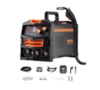 VEVOR Máquina de Soldadura MIG Sinérgica de 130 A, Multiproceso 2 en 1 con Núcleo Fundente MIG a Gas/sin Gas, con Tecnología de Inversor IGBT y Pantalla de Visualización Digital, ≤ 8 mm, Negro