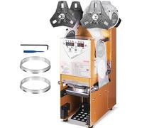 VEVOR Máquina de té de burbujas, máquina de sellado de tazas, totalmente automática, máquina de boba eléctrica 500-650 tazas/H para taza de 180 mm de alto y 90/95 mm con panel LCD controlado
