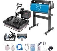 VEVOR Máquina de transferencia de prensa de calor 5 en 1 de 30,48 x 38,1 cm con cortador de vinilo de 720 mm Kit de máquina de plotter Art Craft Impresora de sublimación