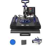 VEVOR Máquina de transferencia térmica de 380 x 380 mm, máquina de prensado en caliente 5 en 1 con prensa de tambor de 0,85 kg, prensa digital para camisetas, oscilante 360° para tazas/platos, negro +