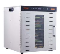 VEVOR Máquina Deshidratadora de Alimentos 10 Bandejas de Acero Inoxidable 1000 W Deshidratador Eléctrico de Frutas y Verduras Temperatura Ajustable 30-90 °C Temporizador 0,5-48 h para Hierbas, Carne