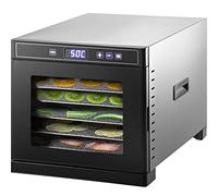 VEVOR Máquina Deshidratadora de Alimentos Eléctrica 6 Bandejas 600 W Secador de Frutas y Verduras 35-75 ? Temporizador 48 H Deshidratadora de Frutas Setas Carne de Acero Inoxidable con Pantalla Táctil