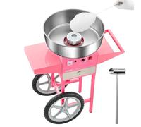VEVOR Máquina Eléctrica de Algodón de Azúcar con Carro, 1000 W, con Recipiente de Acero Inoxidable de 52 cm, con Cuchara, para Hogar, Cumpleaños, Fiestas Familiares, Rosa, 819 x 520 x 855 mm