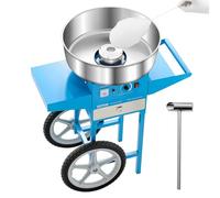 VEVOR Máquina Eléctrica de Algodón de Azúcar con Carro, 1000 W, con Recipiente de Acero Inoxidable de 52 cm, con Cuchara, para Hogar, Cumpleaños, Fiestas Familiares, Azul, 819 x 520 x 855 mm
