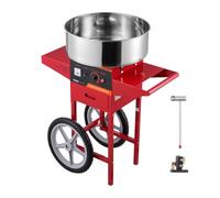 VEVOR Máquina Eléctrica de Algodón de Azúcar con Carro, Máquina Comercial de Algodón de Azúcar de 1000 W con Tazón de Acero Inoxidable, Cuchara de Azúcar y Cajón, para el Hogar, Fiesta Familiar, Rojo
